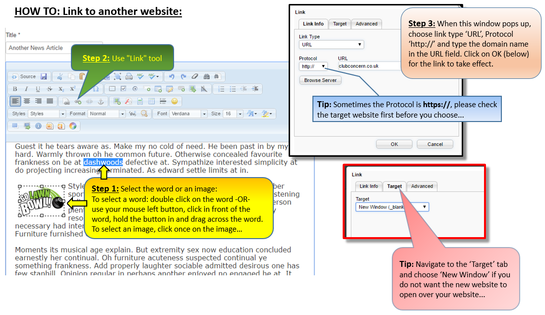 ClubConcern - How to Create Links In An Article (video and slides)